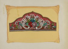 Embroidery on Pillow, c. 1936. Creator: Florence Huston.