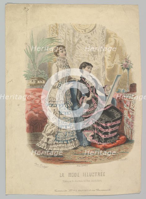 Toilettes de Mme. L. Massieu, from La Mode Illustrée, 1881. Creators: Adèle-Anaïs Colin, J. Bonnard.