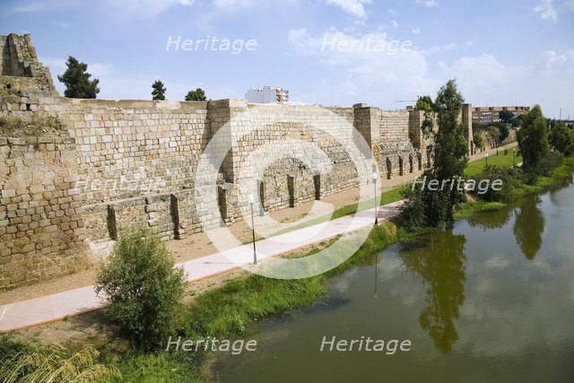 The walls of the Arab fortress (alcazaba) at Merida, Spain, 2007. Artist: Samuel Magal