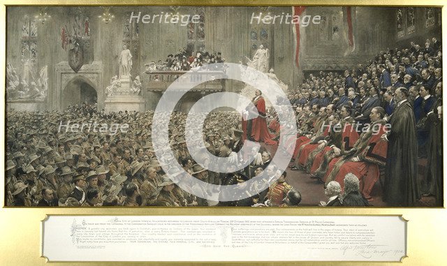 The City Imperial Volunteers in Guildhall, London, 1900.  Artist: John Henry Frederick Bacon