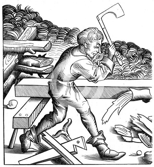 Ship carpenter, 15th century (1849). Artist: Unknown