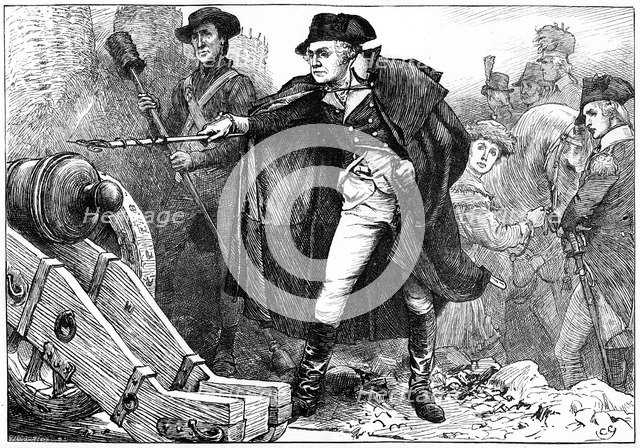 George Washington at the siege of Yorktown, Virginia, 1781 (c1880). Artist: Unknown