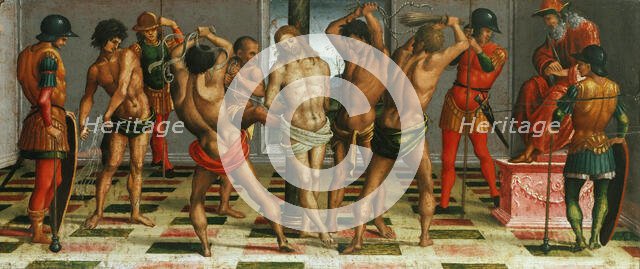 The Flagellation of Christ (Lamentation over the Dead Christ, Predella panel), 1502. Creator: Signorelli, Luca (ca 1441-1523).
