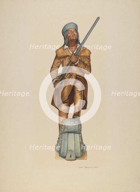 Figurehead: Davy Crockett, 1938. Creator: Ethel Dougan.