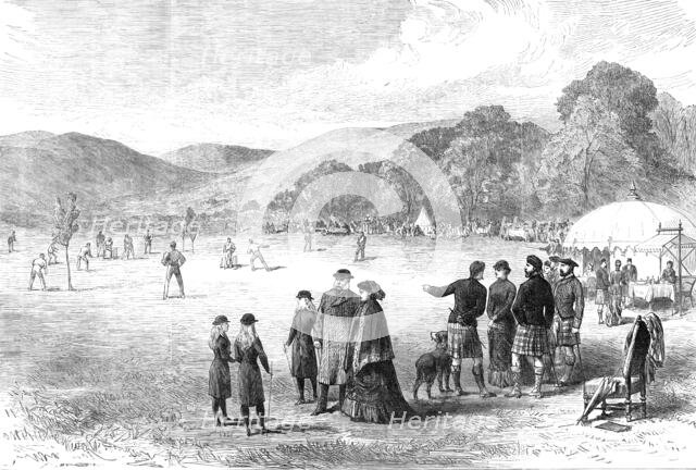The Royal Family in the Highlands: cricket-match at Balmoral - Balmoral against Abergeldie, 1881. Creator: Unknown.
