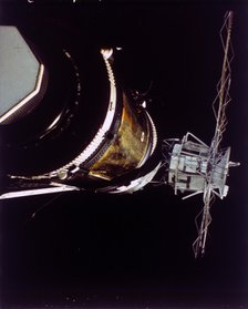 Missing solar array on Skylab 2, 1973. Creator: NASA.