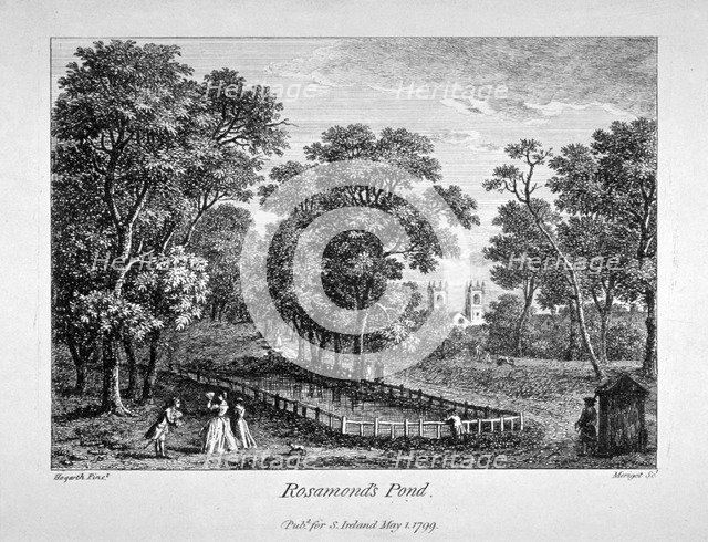 Rosamond's Pond, St James's Park, Westminster, London, 1799. Artist: M Merigot