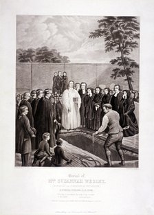 The burial of John Wesley's mother in Bunhill Fields, Finsbury, London, 1866.  Artist: Stephen Gimber