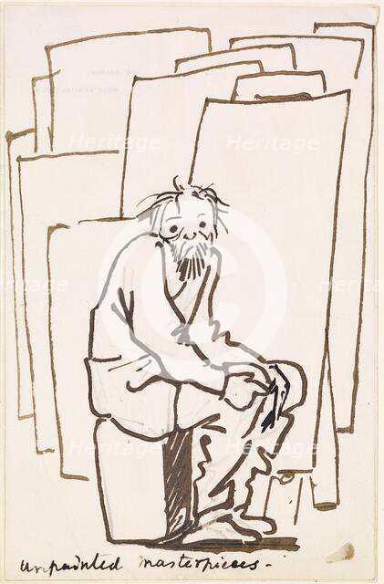 Caricature - Unpainted Masterpieces, Self-Portrait, 1891-95. Creator: Sir Edward Coley Burne-Jones.