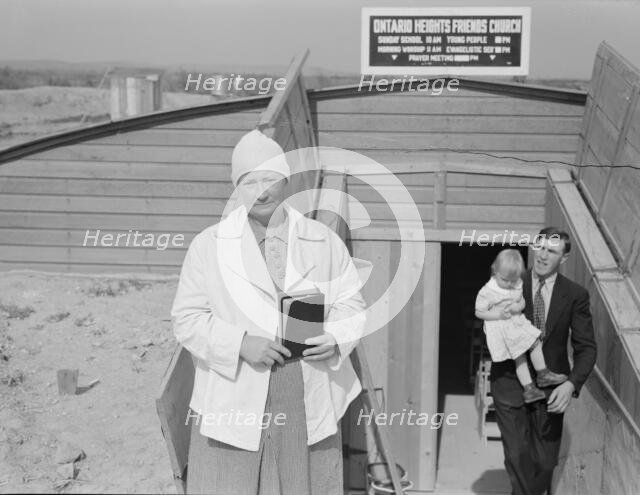 Mrs. Wardlow after church services, Dead Ox Flat, Malheur County, Oregon, 1939. Creator: Dorothea Lange.
