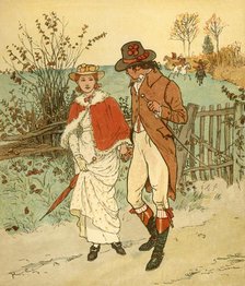 Two young lovers in a lane, c1880. Creator: Randolph Caldecott.