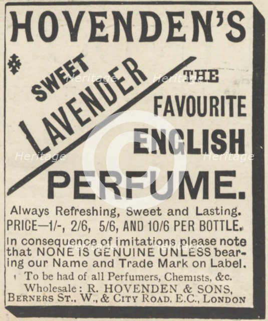Hovenden's Sweet Lavender perfume, 1893. Artist: Unknown