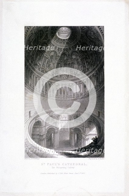 St Paul's Cathedral (new) interior, London, 1837. Artist: E Challis