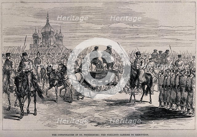 The Nihilists carried to Execution in St. Petersburg, ca 1881. Artist: Anonymous  
