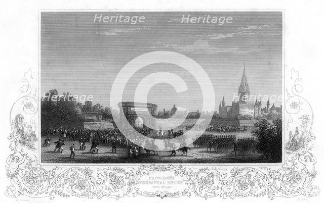 Napoleon's Triumphal Entry into Milan, Italy, c1805.Artist: H Bibby