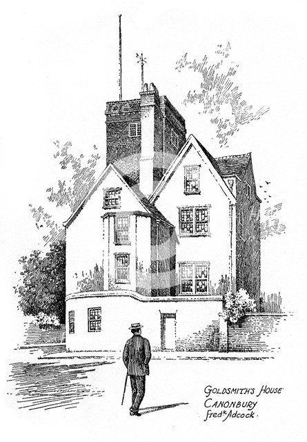 Oliver Goldsmith's house, Canonbury, Islington, 1912. Artist: Frederick Adcock
