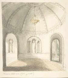 Lea Castle, Worcestershire, View in Ante-room, Looking North, ca. 1816. Creator: Attributed to John Carter.