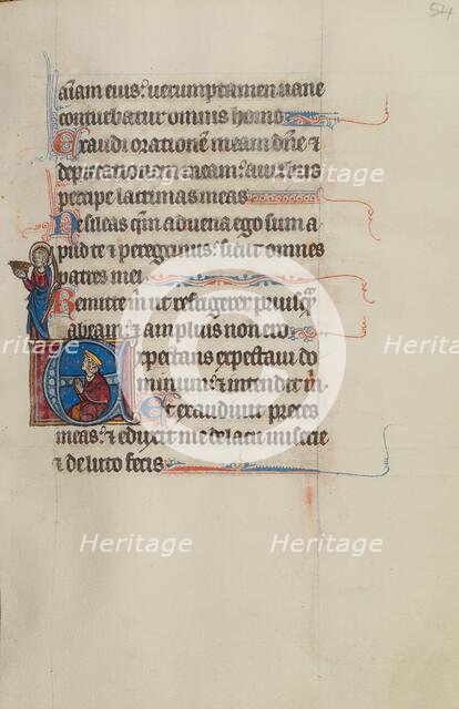 Initial E: Christ Holding a Crown and David; Bute Psalter, text and illumination about 1285. Creator: Bute Master.