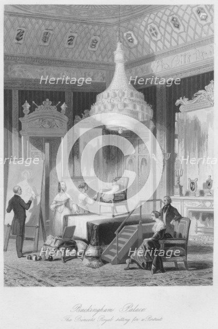 'Buckingham Palace. The Princess Royal sitting for a Portrait', c1841. Creator: William Radclyffe.