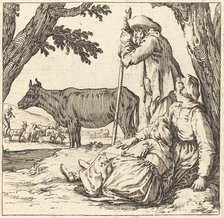 Peasant Couple with Cow, c. 1621. Creator: Jacques Callot.