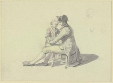 A man sitting on a chair talking to a boy. Creator: Johann Ludwig Aberli.