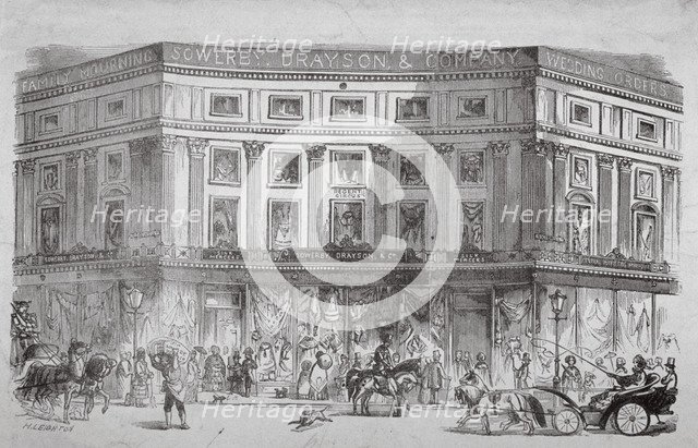 Mercers' shop, Regent Circus, Westminster, London, c1850. Artist: H Leighton