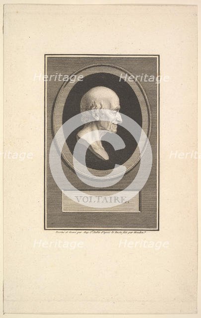 Portrait of Voltaire, 1801. Creator: Augustin de Saint-Aubin.