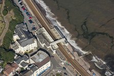 Dawlish Railway Station and the railway line running along the edge of the sea, Devon, 2016. Creator: Damian Grady.
