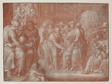 Suffer the Little Children to Come Unto Me, c1621. Creator: Joachim Anthonisz Wtewael.