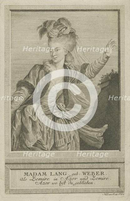 Aloisia Lange, née Weber (1760-1839) as Zemire , 1784. Creator: Nilson, Johann Esaias (1721-1788).