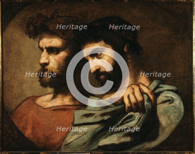 Etude de détail pour "Les Romains de la décadence" : Les deux philosophes, 1847. Creator: Thomas Couture.