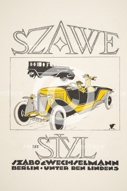 Advertisement for Szawe (Szabo & Wechselmann), from Styl, pub. 1922 (pochoir Print)