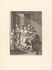 Saint-Preux sort de chez des femmes du monde, 1776. Creator: Nicolas Delaunay.
