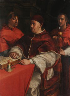 Portrait of Pope Leo X with Cardinals Giulio de' Medici and Luigi de' Rossi, 1523. Creator: Andrea del Sarto (1486-1531).