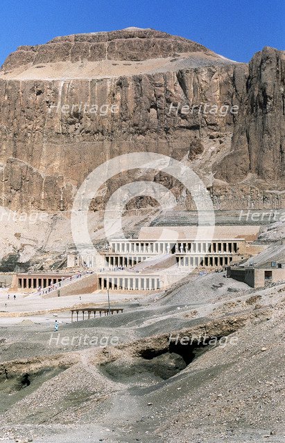 Mortuary temple of Queen Hatshepsut, Dayr al-Bahri, Egypt, c1457 BC. Artist: Unknown