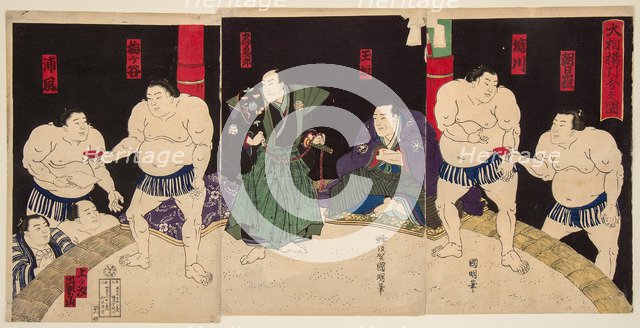 Wrestling match Umegatan vs Sakaigawa, 1877.