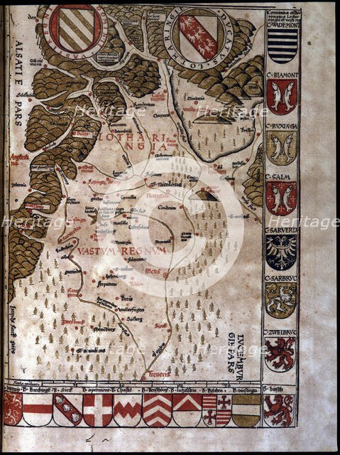 Map of the Duchy of Lotaringia, now Lorraine (France), 1596. Creator: Ptolomeo, Claudio. (90-168).