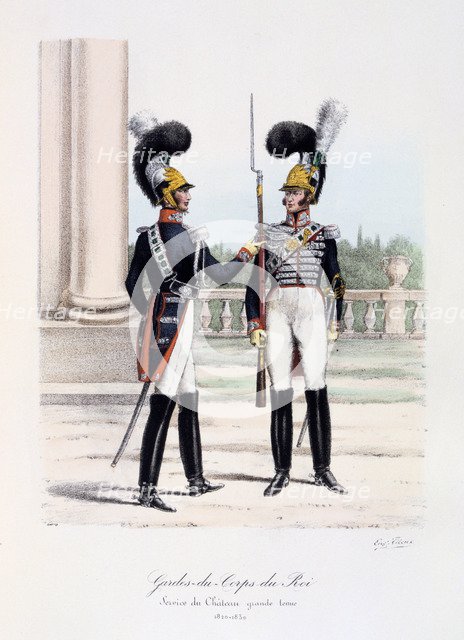 Gardes-du-Corps de Roi, Service de Chateau, grande tenue, 1820-30 Artist: Eugene Titeux