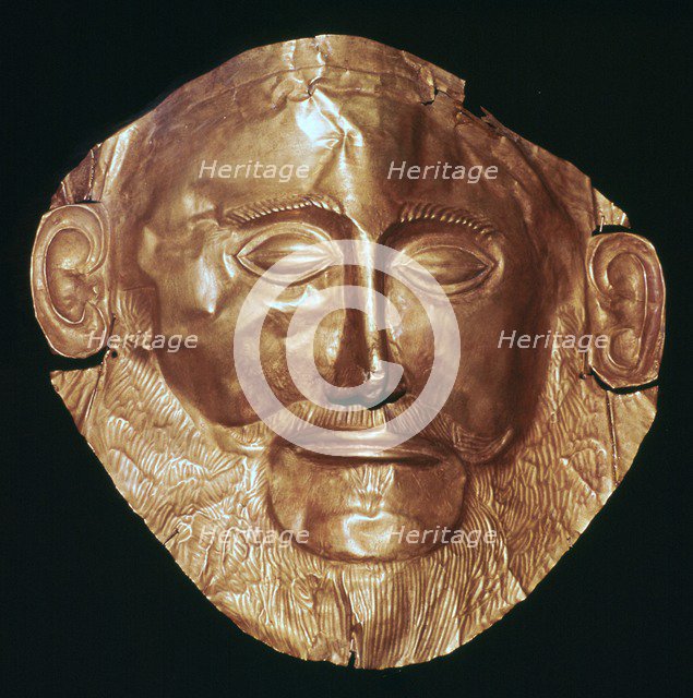 Gold death mask of 'Agamemmon', 17th century BC. Artist: Unknown