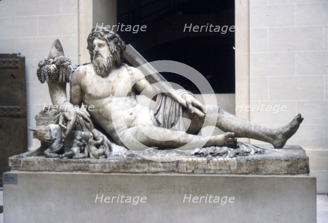 Statue of the Tiber river with Romulus and Remus, Roman marble, 1st-2nd century Artist: Unknown.