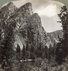 The 'Three Brothers', Yosemite Valley, California, USA, 1902. Artist: Underwood & Underwood