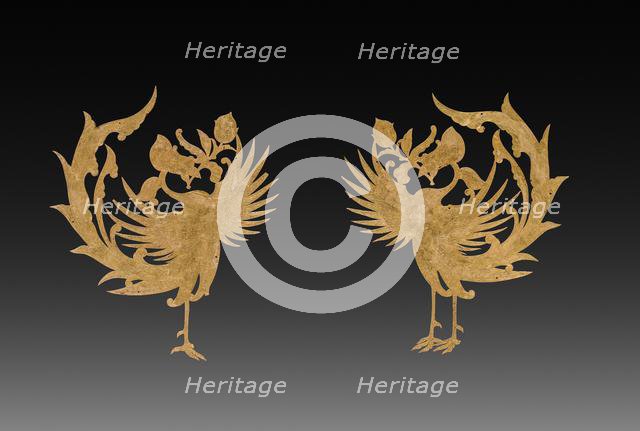 Textile Ornaments(?): Pair of Phoenixes, c. 8th century. Creator: Unknown.