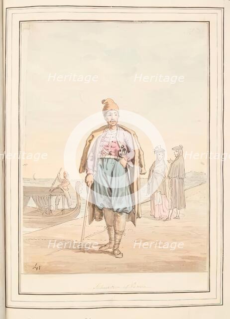 Schiavon of Venice, leaf from 'A Collection of Dresses by David Allan Mostly from Nature', 1776. Creator: David Allan.