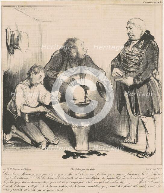 Dis donc, Macaire, qué que c'est que c'thé..., 19th century. Creator: Honore Daumier.