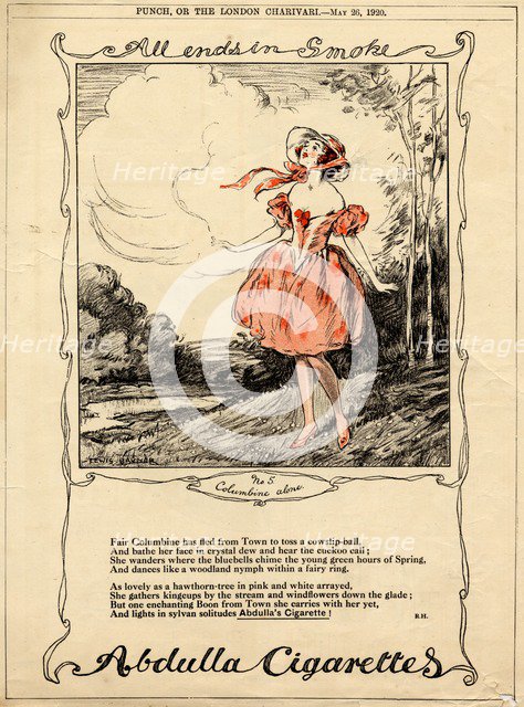 Abdulla Cigarettes, 1920. Artist: Lewis Baumer