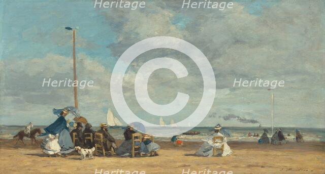 Beach at Trouville, 1864/1865. Creator: Eugene Louis Boudin.