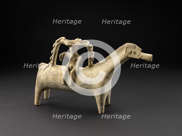 Terracotta horse rhyton with rider, Late Cypriot IIIB Period, c1125-c1050BC. Artist: Unknown.