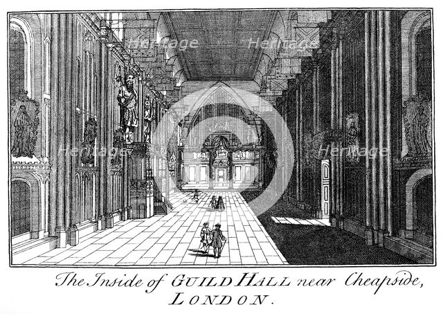 'The Inside of Guild Hall near Cheapside, London', c18th century (1886).Artist: William Griggs
