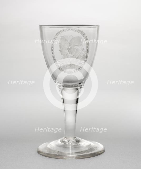 Goblet: Portrait of William V, Prince of Orange and his wife..., c. 1780. Creator: David Wolff (Dutch, 1732-1798), manner of.