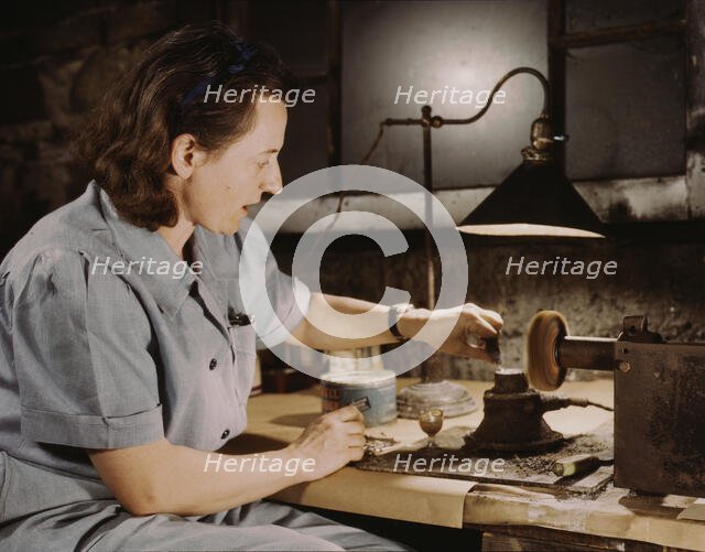 Formerly a sculptress and designer of tiles, Dorothy Cole converted..., Glenview, Ill., 1942. Creator: Howard Hollem.